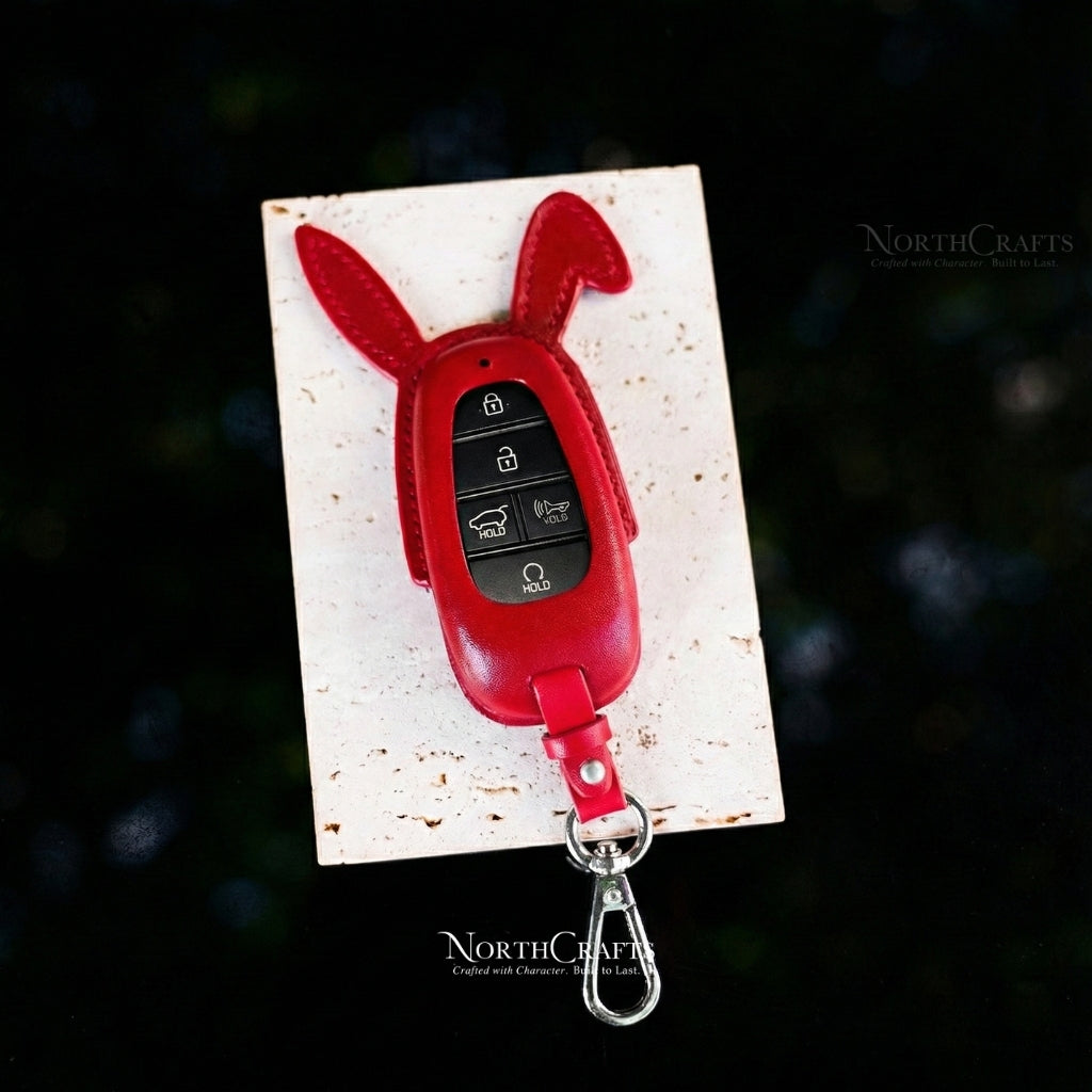 Leather Key Fob Cover for 2022 Tucson, Sonata, Nexo & Santa Fe – Personalized Handmade – NorthCrafts | NorthCrafts