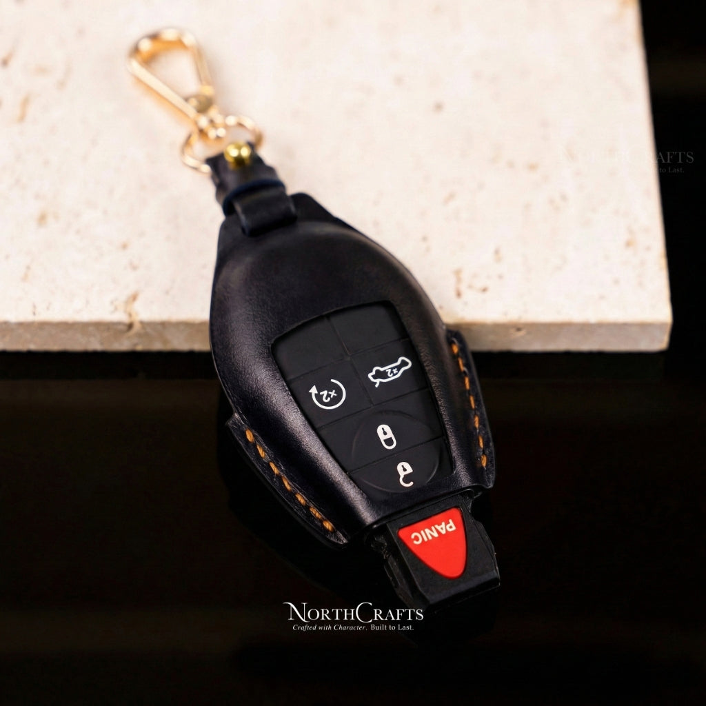 Leather Key Fob Cover for Chrysler & Dodge Challenger, Charger, Durango, Grand Caravan, Journey, Magnum, Ram, Commander & Grand Cherokee – Personalized Handmade – NorthCrafts | NorthCrafts