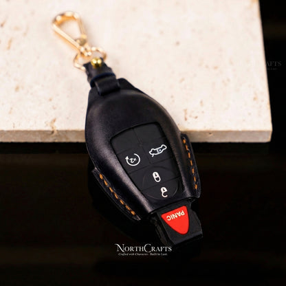 Leather Key Fob Cover for Chrysler & Dodge Challenger, Charger, Durango, Grand Caravan, Journey, Magnum, Ram, Commander & Grand Cherokee – Personalized Handmade – NorthCrafts | NorthCrafts