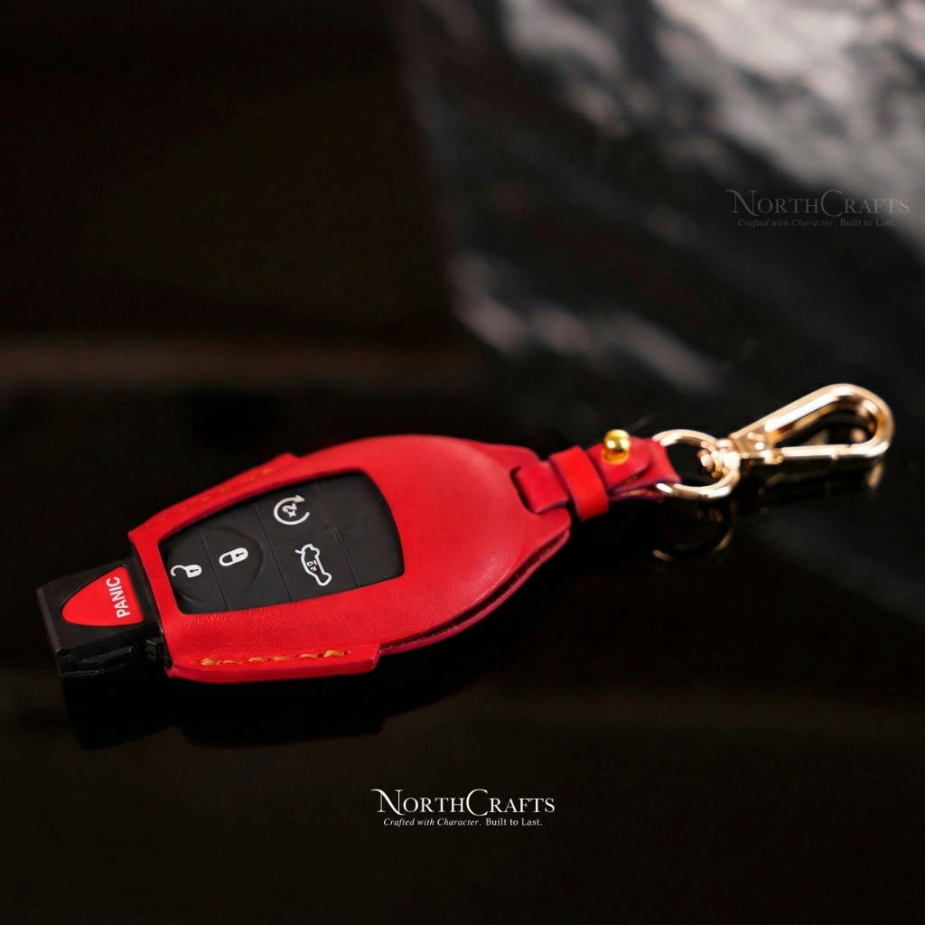 Leather Key Fob Cover for Chrysler & Dodge Challenger, Charger, Durango, Grand Caravan, Journey, Magnum, Ram, Commander & Grand Cherokee – Personalized Handmade – NorthCrafts | NorthCrafts
