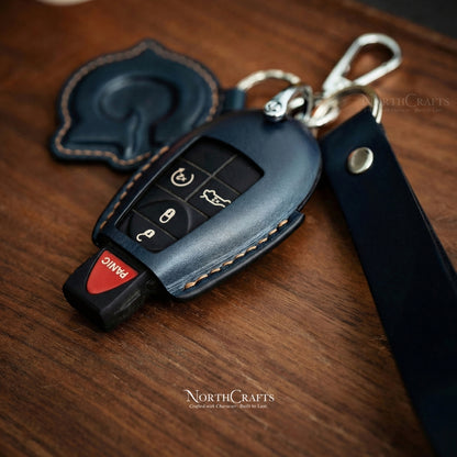 Leather Key Fob Cover for Chrysler & Dodge Challenger, Charger, Durango, Grand Caravan, Journey, Magnum, Ram, Commander & Grand Cherokee – Personalized Handmade – NorthCrafts | NorthCrafts