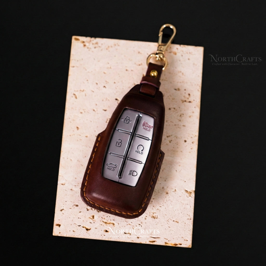 Leather Key Fob Cover for Genesis G70, GV70, G80 & GV80 – Personalized Handmade – NorthCrafts | NorthCrafts