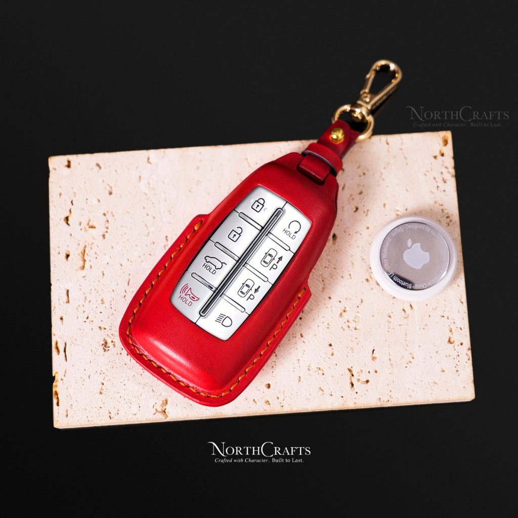 Leather Key Fob Cover for Genesis G70, GV70, G80 & GV80 – Personalized Handmade – NorthCrafts | NorthCrafts
