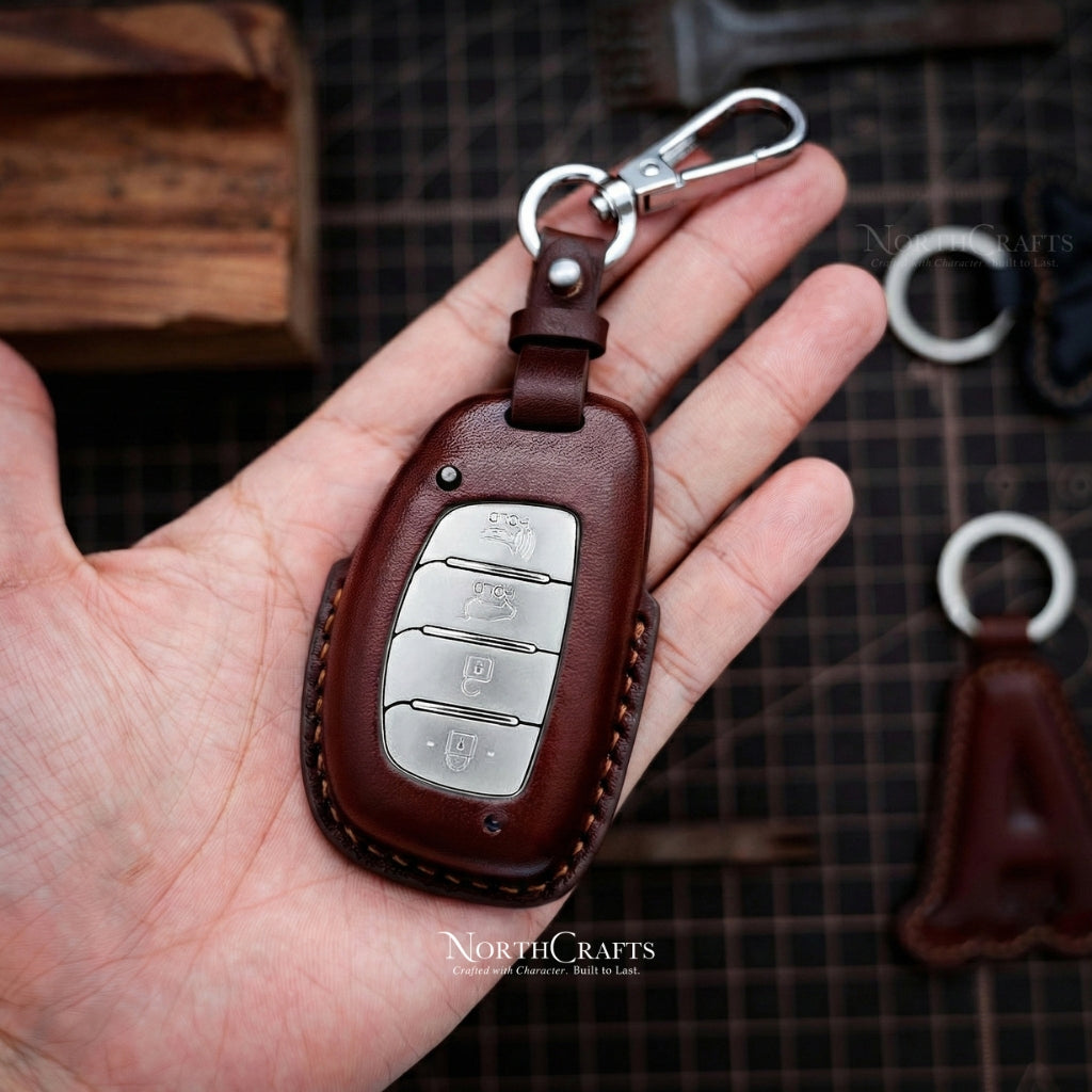 Leather Key Fob Cover for Hyundai Elantra, Sonata, Ioniq, Tucson & Venue – Personalized Handmade – NorthCrafts | NorthCrafts