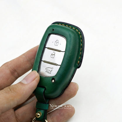 Leather Key Fob Cover for Hyundai Elantra, Sonata, Ioniq, Tucson & Venue – Personalized Handmade – NorthCrafts | NorthCrafts