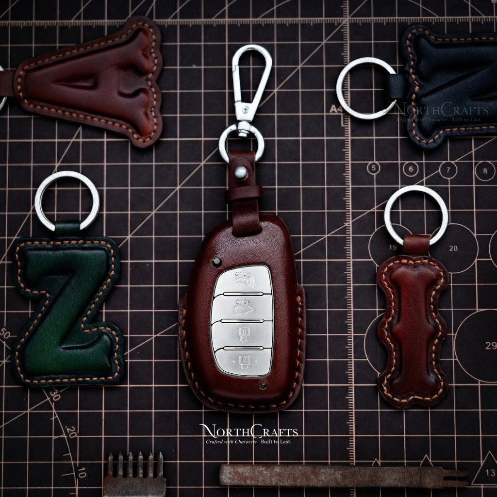 Leather Key Fob Cover for Hyundai Elantra, Sonata, Ioniq, Tucson & Venue – Personalized Handmade – NorthCrafts | NorthCrafts