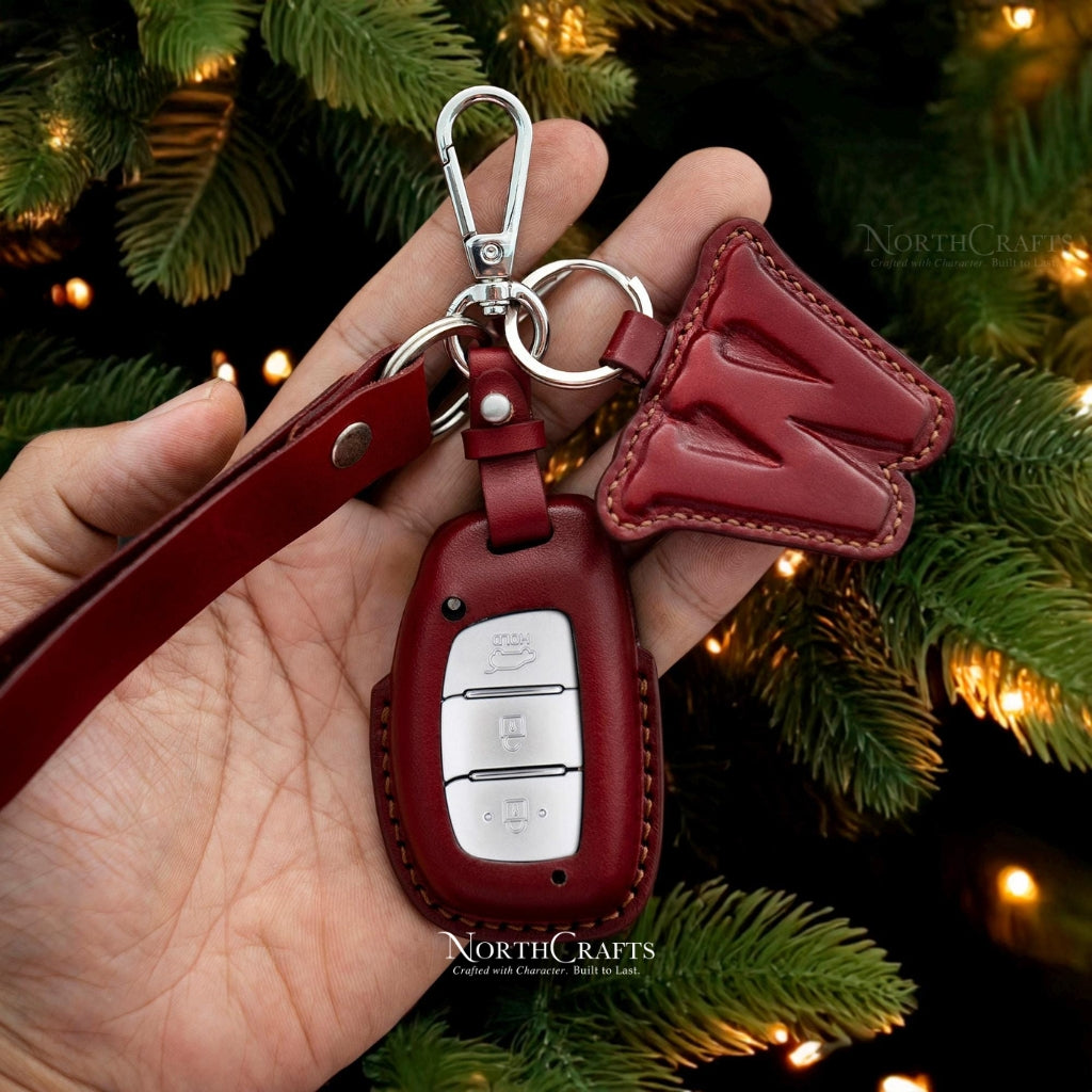 Leather Key Fob Cover for Hyundai Elantra, Sonata, Ioniq, Tucson & Venue – Personalized Handmade – NorthCrafts | NorthCrafts