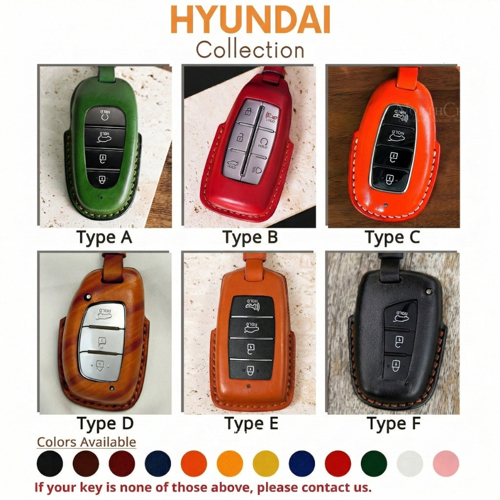 Leather Key Fob Cover for Hyundai Sonata, Nexo, Santa Fe & Tucson – Personalized Handmade – NorthCrafts | NorthCrafts