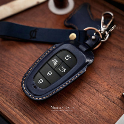 Leather Key Fob Cover for Hyundai Sonata, Nexo, Santa Fe & Tucson – Personalized Handmade – NorthCrafts | NorthCrafts