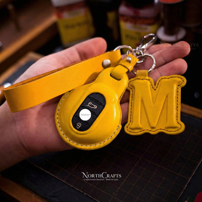 Leather Key Fob Cover for JCW, F54 Clubman, F55 Hardtop, F56 Hatchback, F57 Convertible (Cabrio) & F60 Countryman – Personalized Handmade – NorthCrafts | NorthCrafts