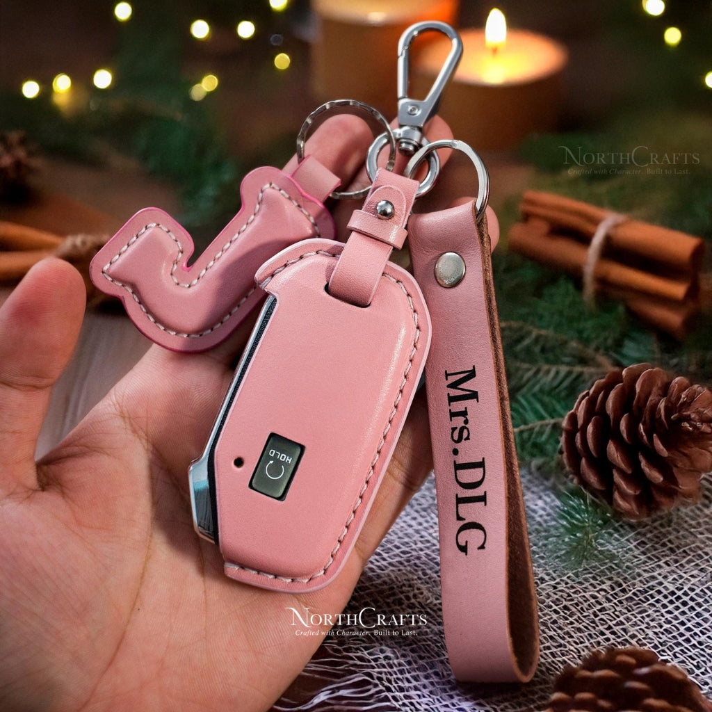 Leather Key Fob Cover for Kia Forte, Seltos, Soul, Sportage, Sorento, Cerato, Telluride, K5 & Niro – Personalized Handmade – NorthCrafts | NorthCrafts