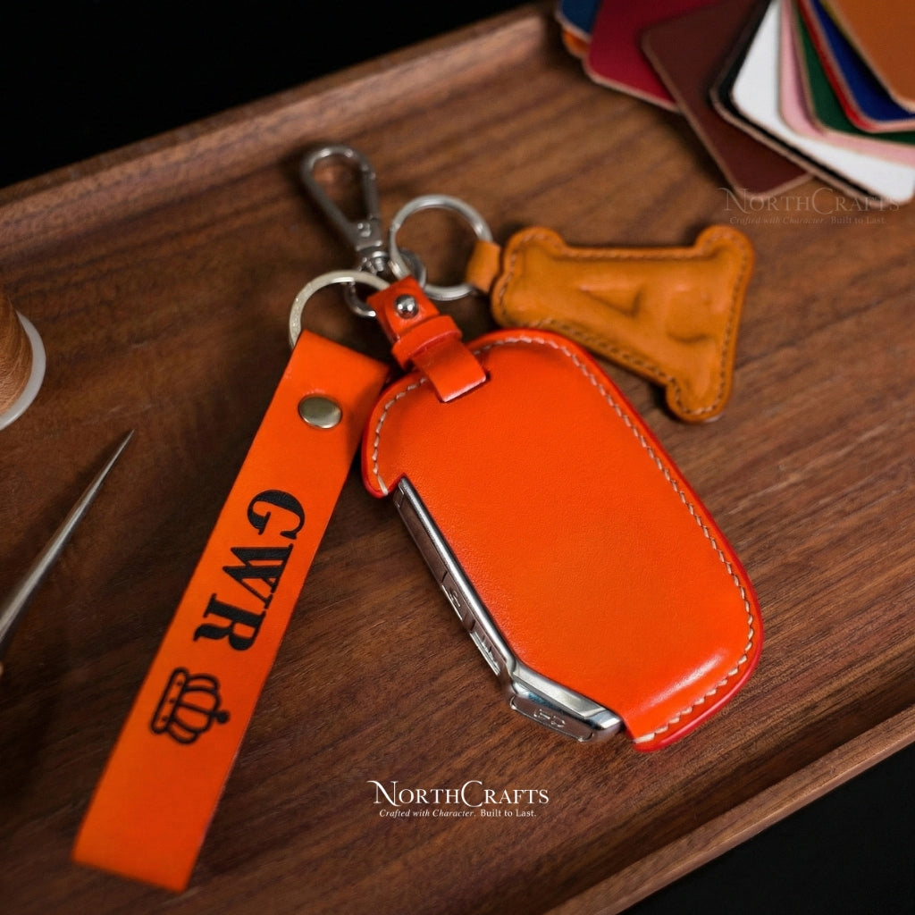 Leather Key Fob Cover for Kia Forte, Seltos, Soul, Sportage, Sorento, Cerato, Telluride, K5 & Niro – Personalized Handmade – NorthCrafts | NorthCrafts