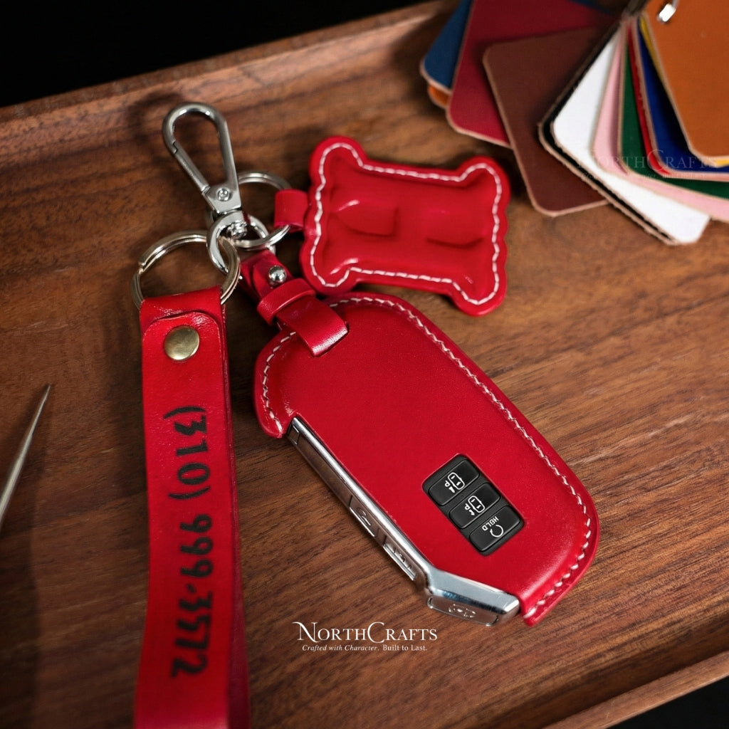 Leather Key Fob Cover for Kia Forte, Seltos, Soul, Sportage, Sorento, Cerato, Telluride, K5 & Niro – Personalized Handmade – NorthCrafts | NorthCrafts