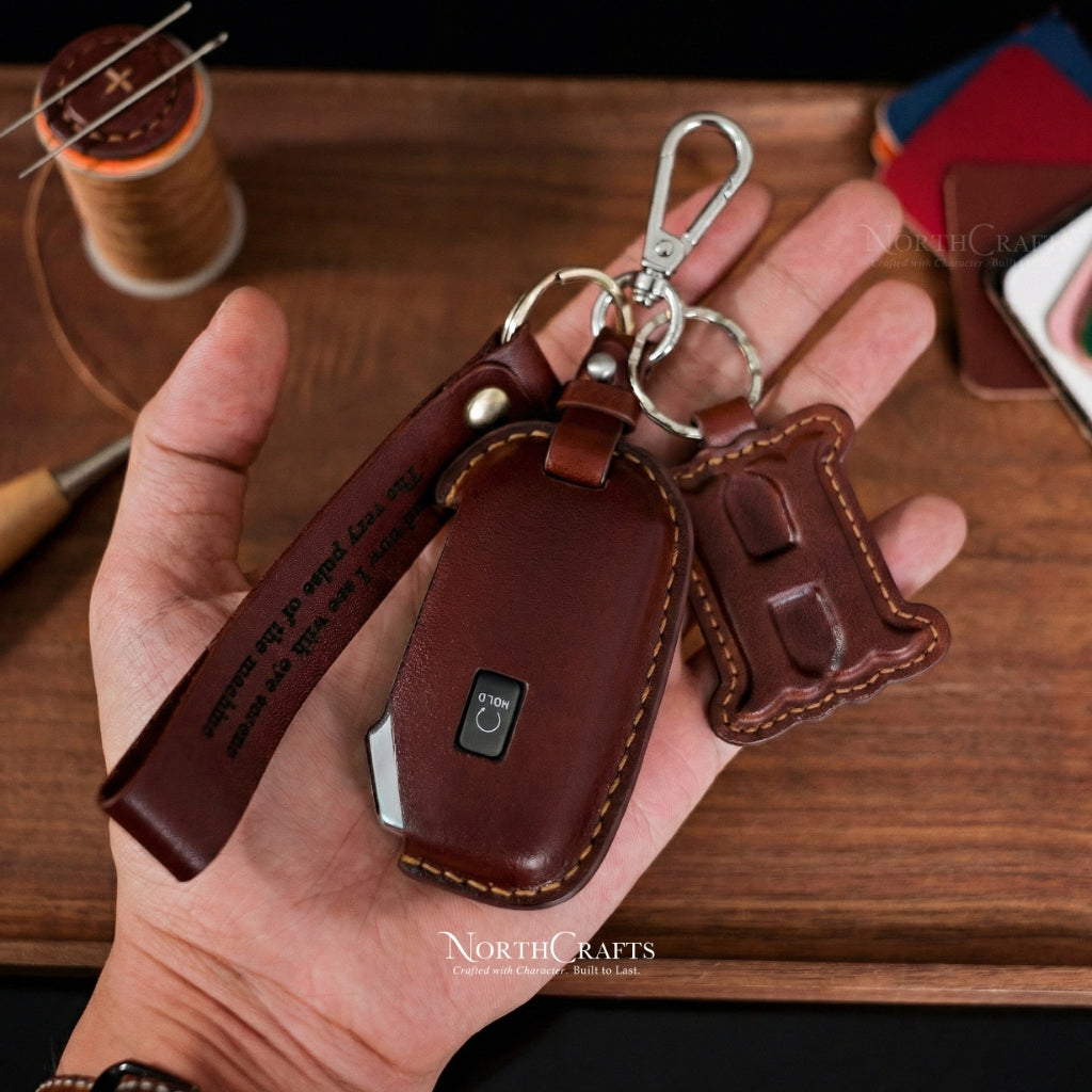 Leather Key Fob Cover for Kia Forte, Seltos, Soul, Sportage, Sorento, Cerato, Telluride, K5 & Niro – Personalized Handmade – NorthCrafts | NorthCrafts