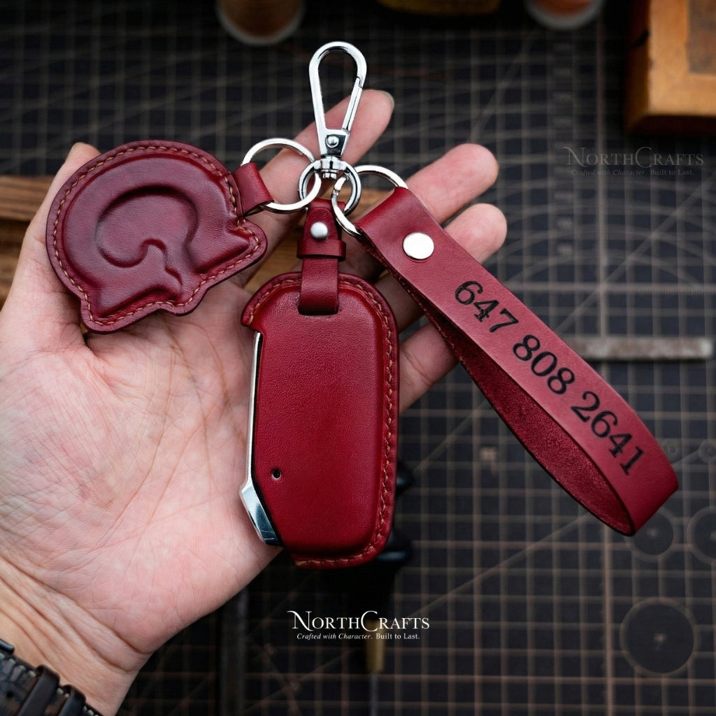 Leather Key Fob Cover for Kia Forte, Seltos, Soul, Sportage, Sorento, Cerato, Telluride, K5 & Niro – Personalized Handmade – NorthCrafts | NorthCrafts