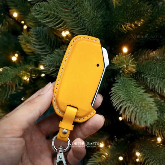Leather Key Fob Cover for Kia Forte Soul Sportage Sorento Telluride | NorthCrafts