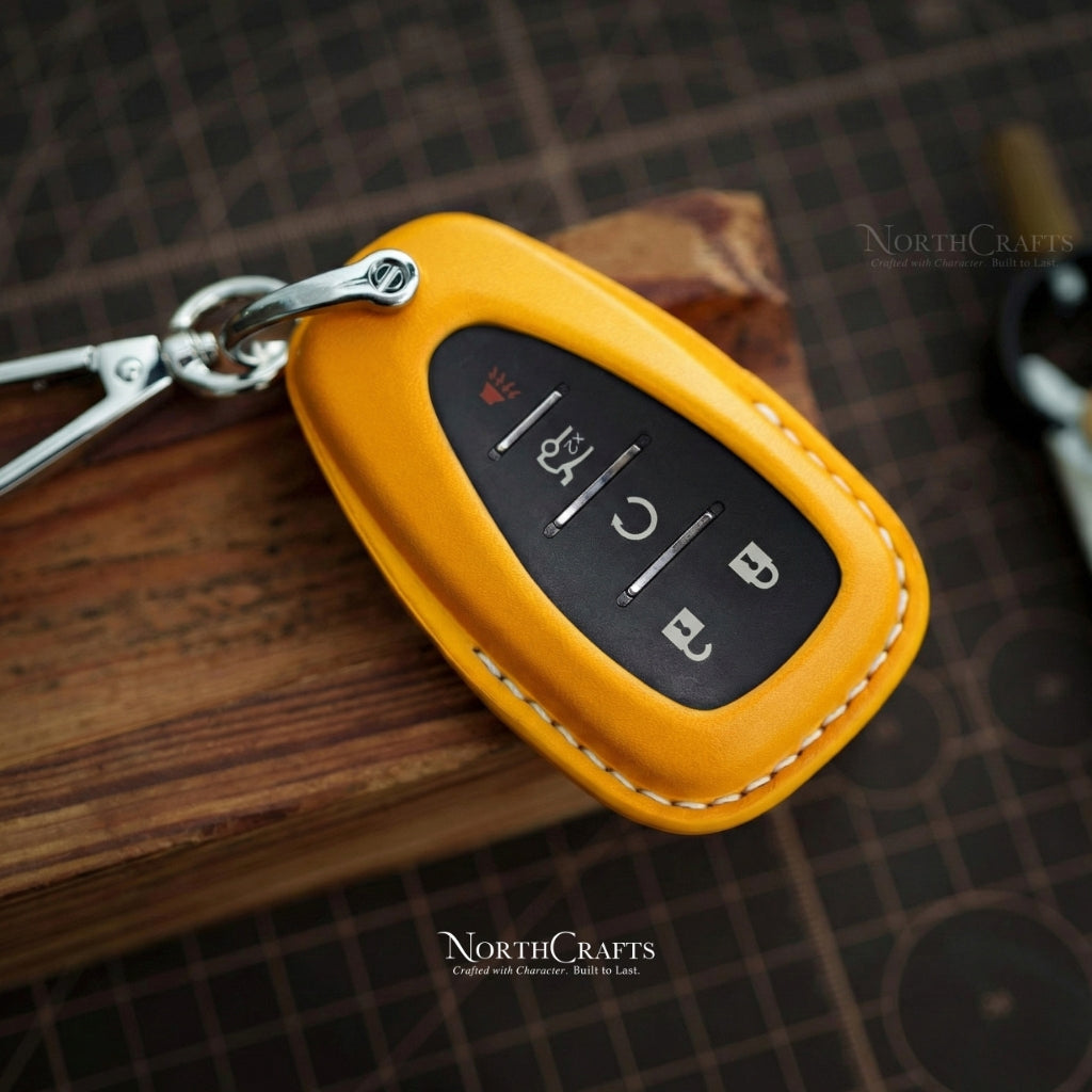 Leather Key Fob Cover for Malibu, Camaro, Cruze, Traverse, Volt, Bolt, Spark, Sonic, Equinox & Encore – Personalized Handmade – NorthCrafts | NorthCrafts
