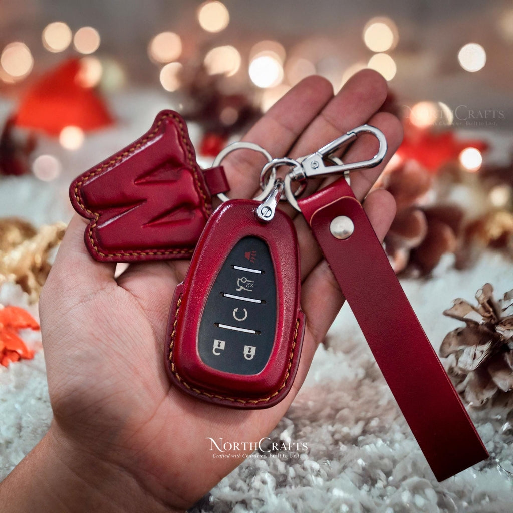 Leather Key Fob Cover for Malibu, Camaro, Cruze, Traverse, Volt, Bolt, Spark, Sonic, Equinox & Encore – Personalized Handmade – NorthCrafts | NorthCrafts