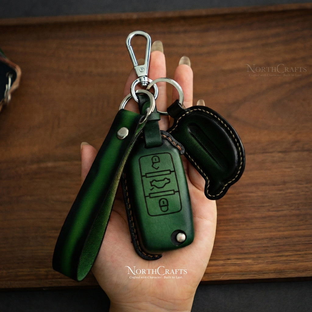 Leather Key Fob Cover for Volkswagen Golf Jetta Passat Tiguan Atlas | NorthCrafts