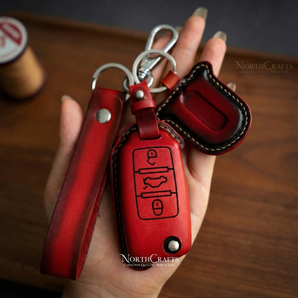 Leather Key Fob Cover for Volkswagen Golf Jetta Passat Tiguan Atlas | NorthCrafts
