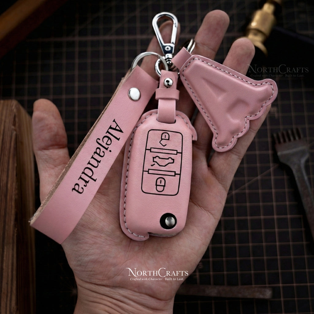Leather Key Fob Cover for Volkswagen Golf Jetta Passat Tiguan Atlas | NorthCrafts