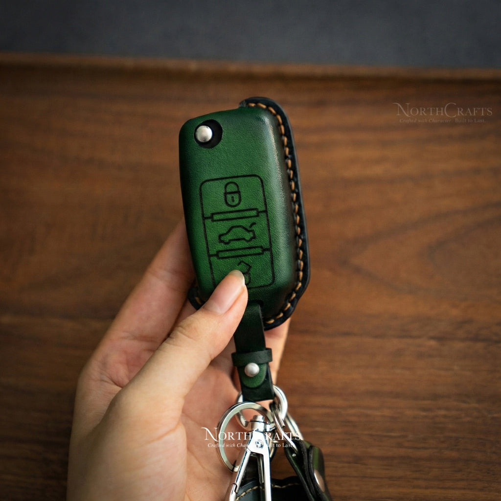 Leather Key Fob Cover for Volkswagen Golf Jetta Passat Tiguan Atlas | NorthCrafts