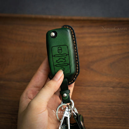 Leather Key Fob Cover for Volkswagen Golf Jetta Passat Tiguan Atlas | NorthCrafts