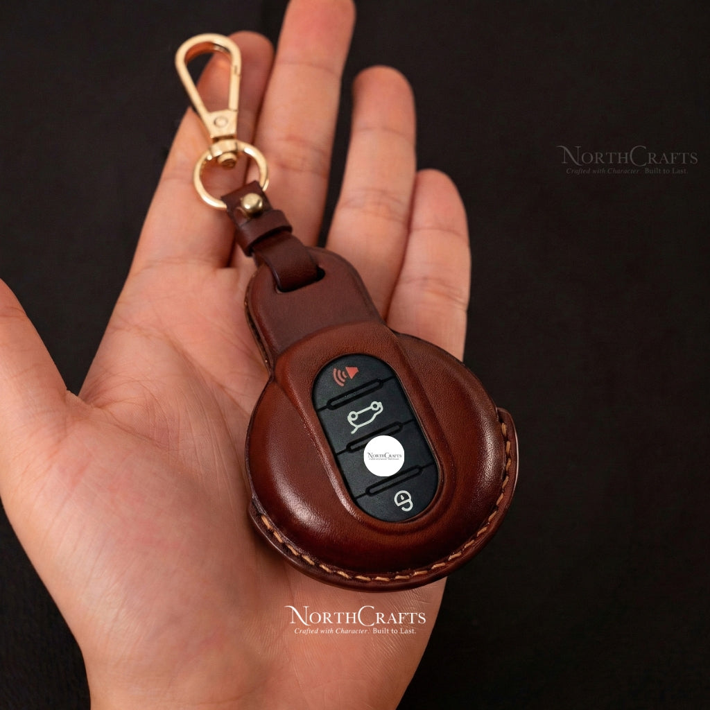 Leather Key Fob Cover for Clubman, Countryman, Hardtop & Convertible – Personalized Handmade – NorthCrafts | NorthCrafts