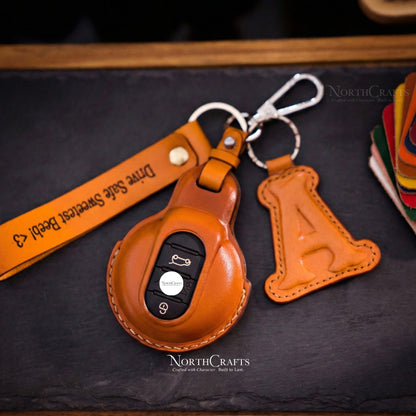 Leather Key Fob Cover for Clubman, Countryman, Hardtop & Convertible – Personalized Handmade – NorthCrafts | NorthCrafts