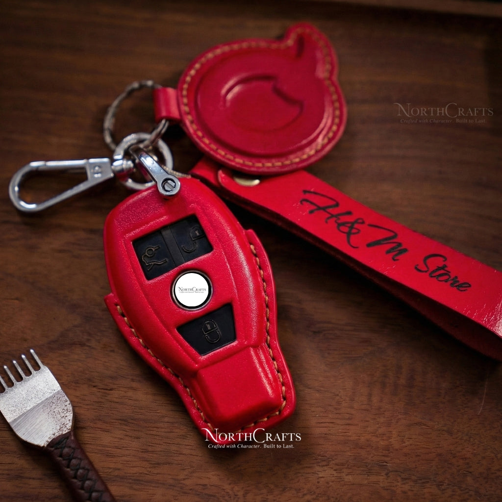 Leather Key Fob Cover for Mercedes-Benz C, E, S, M, CLS, CLK & G Class – Personalized Handmade – NorthCrafts | NorthCrafts