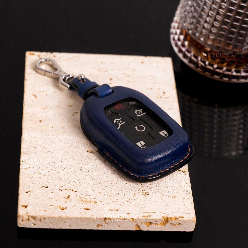 Leather Key Fob Cover for GMC Yukon Sierra Canyon Chevrolet Tahoe Suburban Silverado Colorado | NorthCrafts