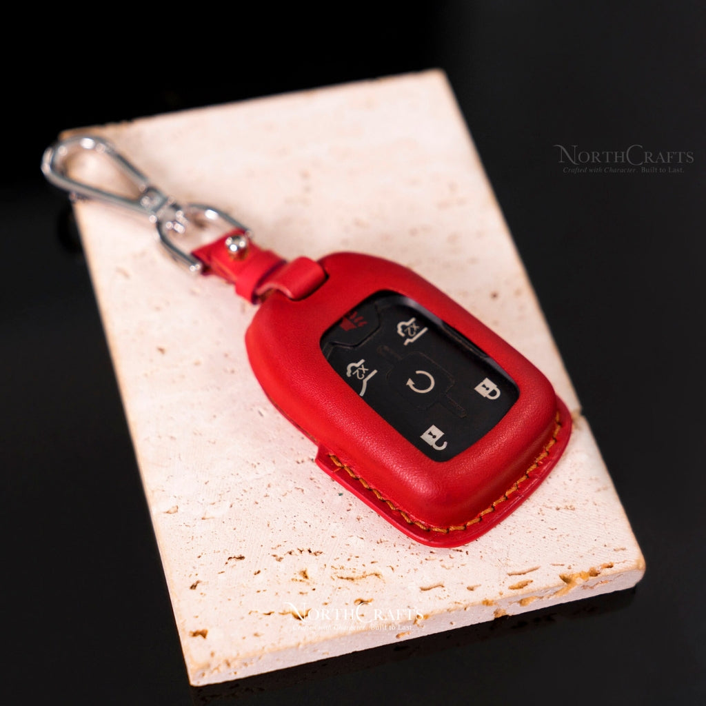 Leather Key Fob Cover for GMC Yukon Sierra Canyon Chevrolet Tahoe Suburban Silverado Colorado | NorthCrafts
