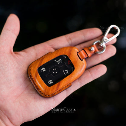 Leather Key Fob Cover for GMC Yukon Sierra Canyon Chevrolet Tahoe Suburban Silverado Colorado | NorthCrafts