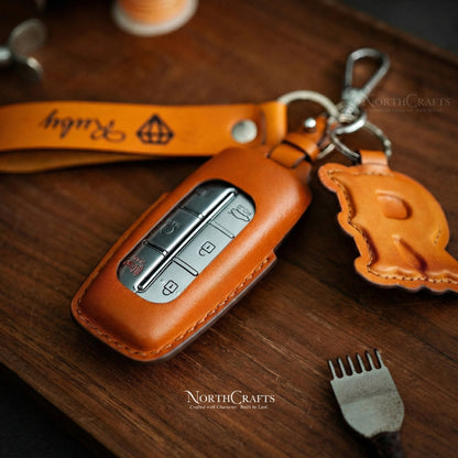 Leather Key Fob Cover for Genesis G70 G80 G90 GV70 GV80 GV60 | NorthCrafts