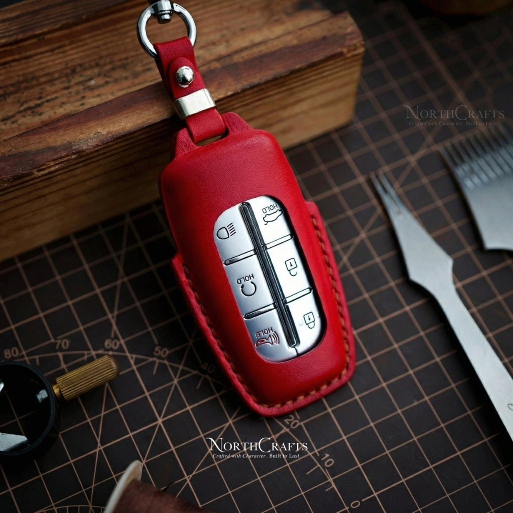 Leather Key Fob Cover for Genesis G70 G80 G90 GV70 GV80 GV60 | NorthCrafts