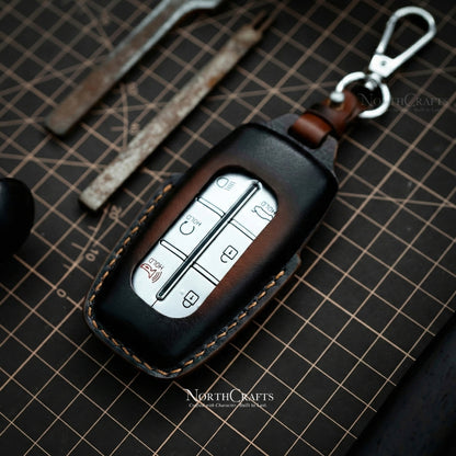Leather Key Fob Cover for Genesis G70 G80 G90 GV70 GV80 GV60 | NorthCrafts