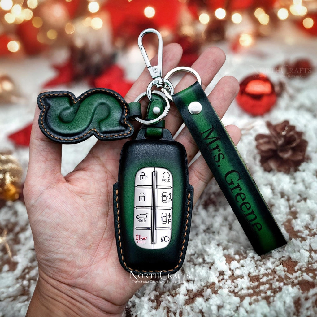 Leather Key Fob Cover for Genesis G70 G80 G90 GV70 GV80 GV60 | NorthCrafts