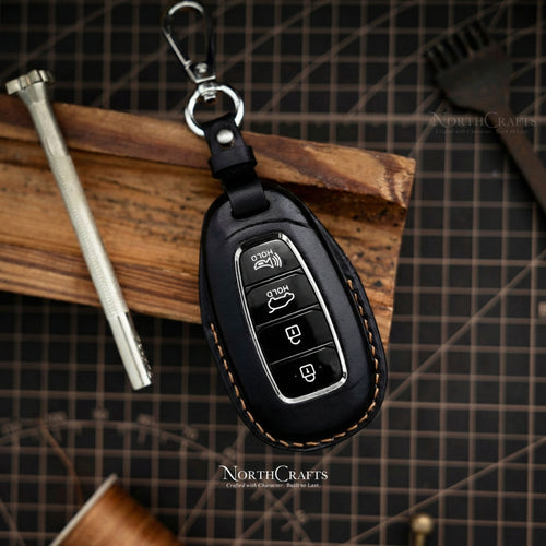 Leather Key Fob Cover for Hyundai Elantra GT, Veloster, Kona, Venue, Santa Fe & Palisade – Personalized Handmade – NorthCrafts | NorthCrafts