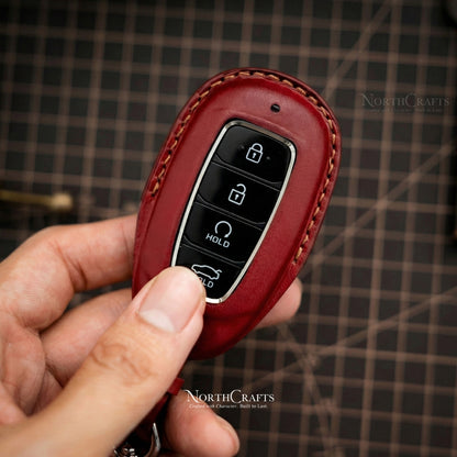 Leather Key Fob Cover for Hyundai Elantra GT, Veloster, Kona, Venue, Santa Fe & Palisade – Personalized Handmade – NorthCrafts | NorthCrafts