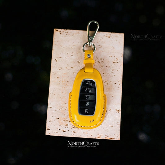 Leather Key Fob Cover for Hyundai Palisade, Venue, Kona, Santa Fe, Veloster & Elantra GT – Personalized Handmade – NorthCrafts | NorthCrafts