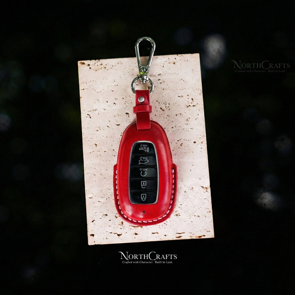 Leather Key Fob Cover for Hyundai Palisade, Venue, Kona, Santa Fe, Veloster & Elantra GT – Personalized Handmade – NorthCrafts | NorthCrafts