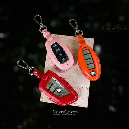 Leather Key Fob Cover for Hyundai Palisade, Venue, Kona, Santa Fe, Veloster & Elantra GT – Personalized Handmade – NorthCrafts | NorthCrafts