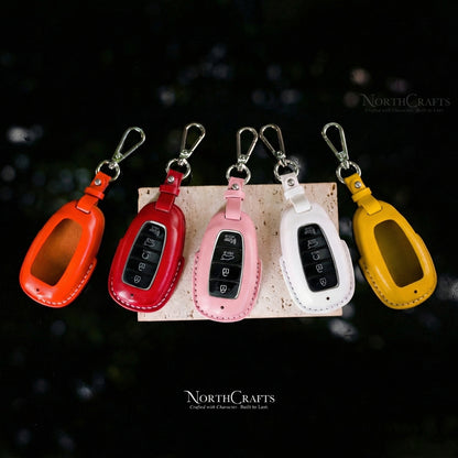 Leather Key Fob Cover for Hyundai Palisade, Venue, Kona, Santa Fe, Veloster & Elantra GT – Personalized Handmade – NorthCrafts | NorthCrafts