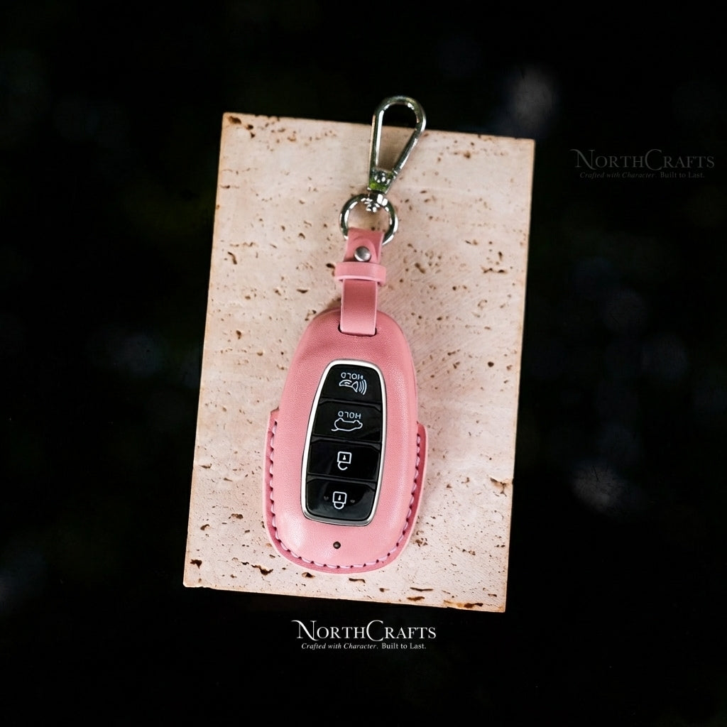 Leather Key Fob Cover for Hyundai Palisade, Venue, Kona, Santa Fe, Veloster & Elantra GT – Personalized Handmade – NorthCrafts | NorthCrafts