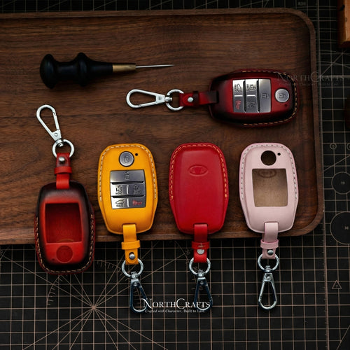 Leather Key Fob Cover for Kia K3, K5, Cerato, Forte, Sorento, Rio, Rio5, Optima, Soul, Carnival, Sedona, Niro & Sportage – Personalized Handmade – NorthCrafts | NorthCrafts