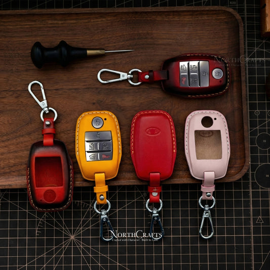 Leather Key Fob Cover for Kia K3, K5, Cerato, Forte, Sorento, Rio, Rio5, Optima, Soul, Carnival, Sedona, Niro & Sportage – Personalized Handmade – NorthCrafts | NorthCrafts
