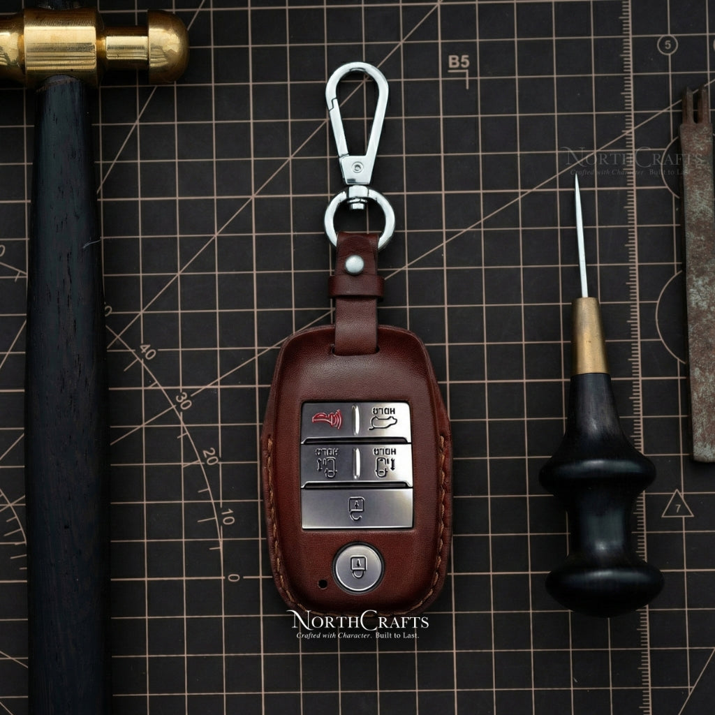 Leather Key Fob Cover for Kia K3, K5, Cerato, Forte, Sorento, Rio, Rio5, Optima, Soul, Carnival, Sedona, Niro & Sportage – Personalized Handmade – NorthCrafts | NorthCrafts
