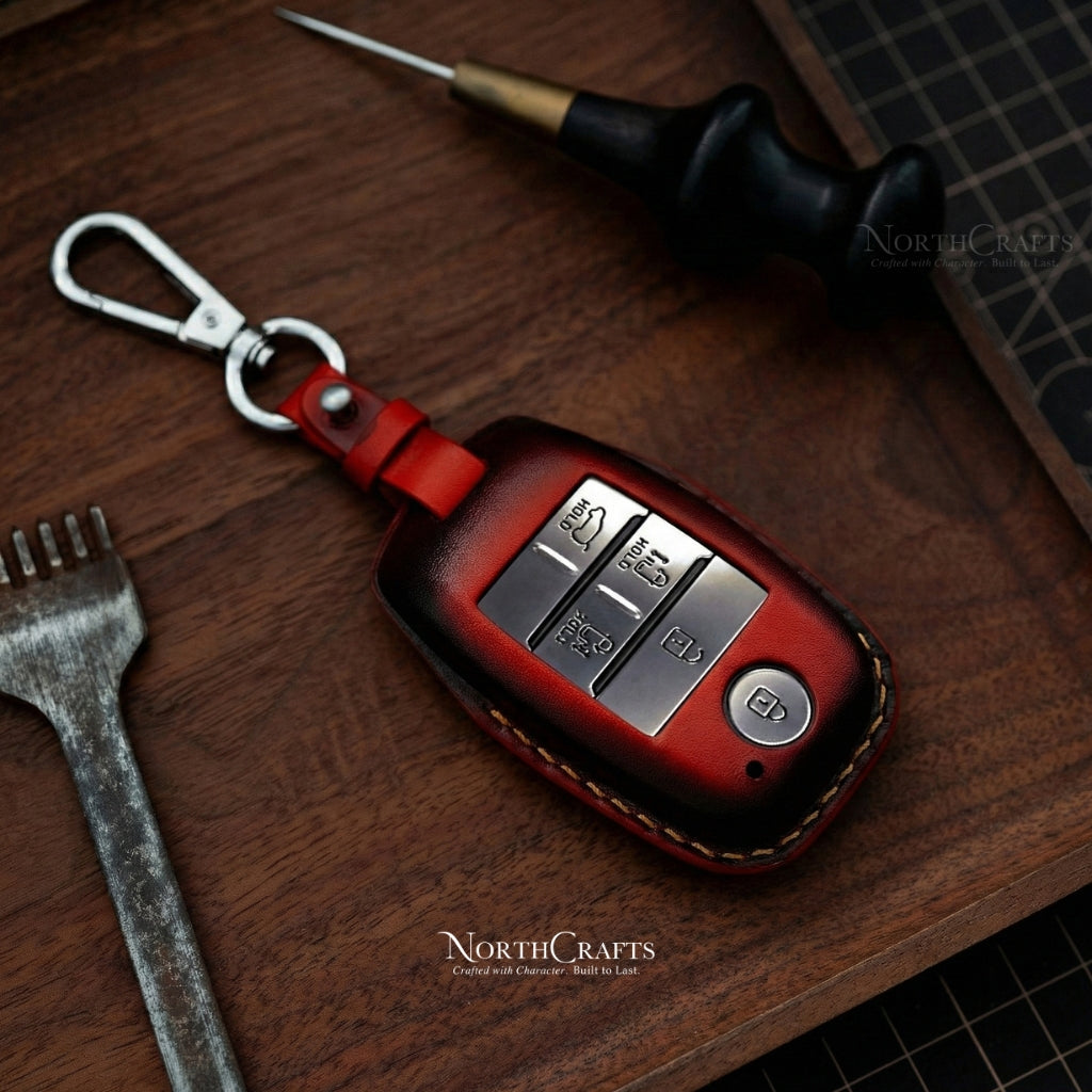 Leather Key Fob Cover for Kia K3, K5, Cerato, Forte, Sorento, Rio, Rio5, Optima, Soul, Carnival, Sedona, Niro & Sportage – Personalized Handmade – NorthCrafts | NorthCrafts