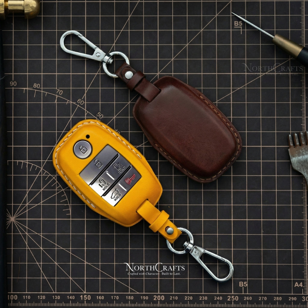 Leather Key Fob Cover for Kia K3, K5, Cerato, Forte, Sorento, Rio, Rio5, Optima, Soul, Carnival, Sedona, Niro & Sportage – Personalized Handmade – NorthCrafts | NorthCrafts