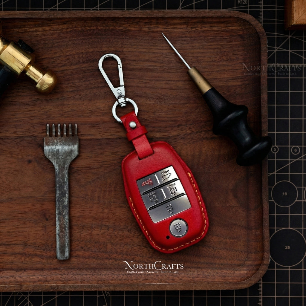 Leather Key Fob Cover for Kia K3, K5, Cerato, Forte, Sorento, Rio, Rio5, Optima, Soul, Carnival, Sedona, Niro & Sportage – Personalized Handmade – NorthCrafts | NorthCrafts
